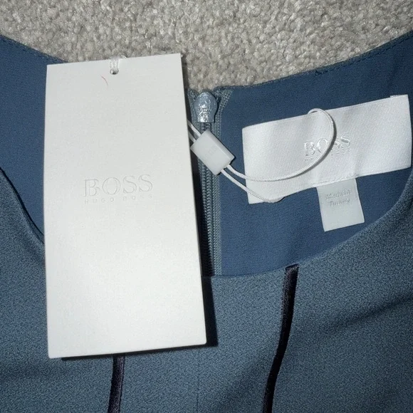 New With Tags Hugo Boss Women's Elegant Dimasia A-line Dress in Blue, Size 8 - Picture 8 of 13